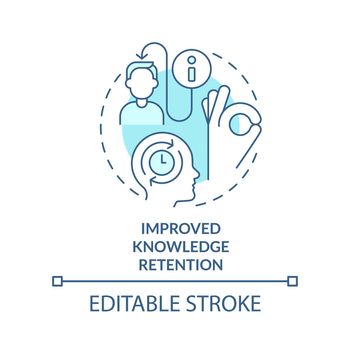 Improved knowledge retention turquoise concept icon