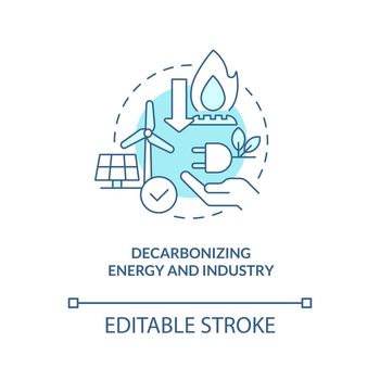 Decarbonizing energy and industry turquoise concept icon