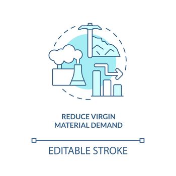 Reduce virgin material demand turquoise concept icon