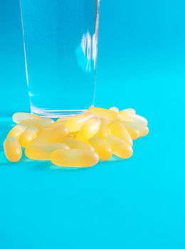 Fish oil tablets. Omega-3 gel capsules. selective focus.