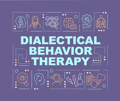 Dialectical behavior therapy word concepts purple banner