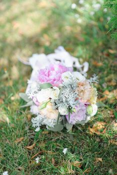 wedding bouquet on the grass