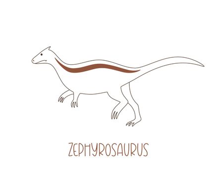 Cute doodle dinosaur Zephyrosaurus in outline. Jurassic period vector character