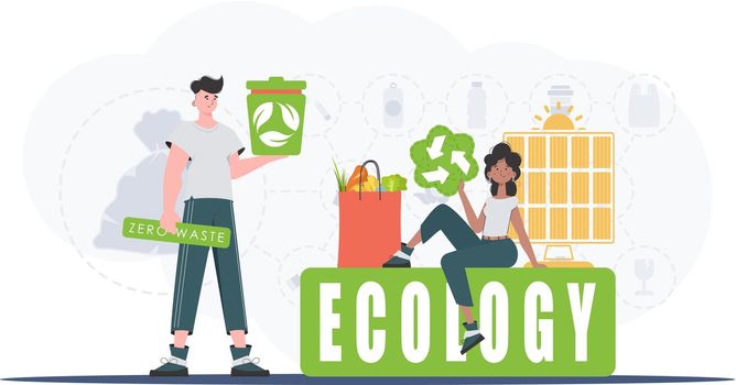 Ecology and green planet concept. Environmental protection. Environmental illustration for the web. Trend style, vector illustration.