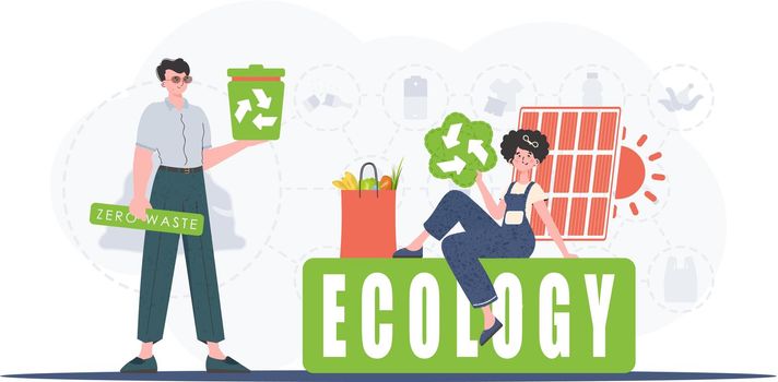 Ecology and green planet concept. Zero waste. Environmental illustration for the web. Trend vector illustration.