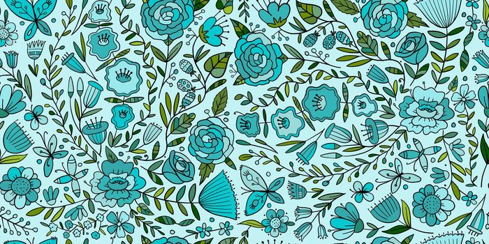 Floral Garden. Spring concept Background. Seamless pattern for your design.