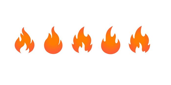 Fire flames icons set. Set of fire flame. Vector illustration