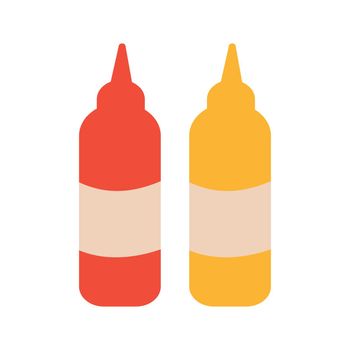 Ketchup and mustard bottles semi flat color vector object