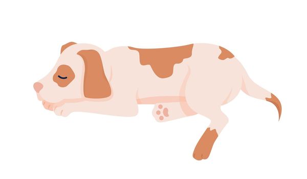 Cute sleeping dog semi flat color vector character