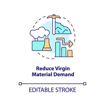 Reduce virgin material demand concept icon