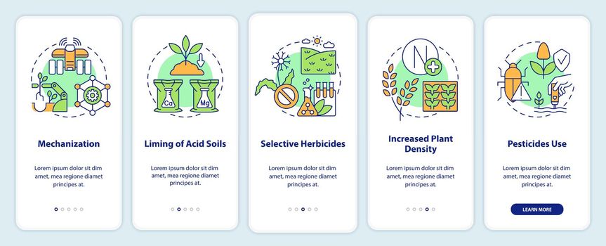 Sources of agricultural productivity onboarding mobile app screen