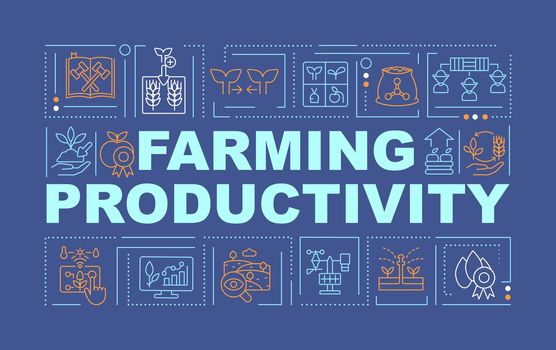 Farming productivity word concepts dark blue banner