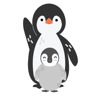 Cute Penguin with chick vector