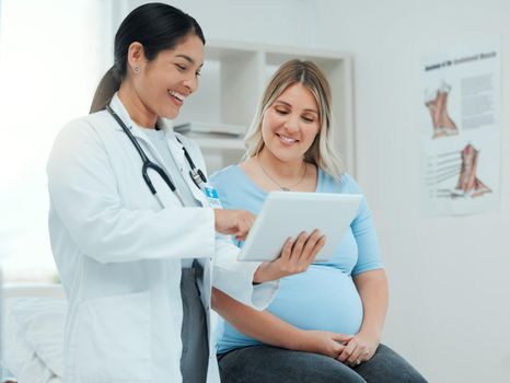 Lets check that precious heartbeat and movements. a doctor during a consultation with a pregnant patient in a clinic.
