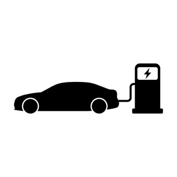 EV charging vector icon on white background