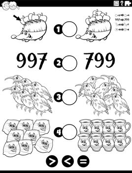 greater less or equal math task coloring page