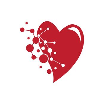 Heart and molecule logo illustration