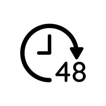 48 hour clock vector icon on white background