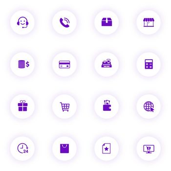 e commerce purple color vector icons