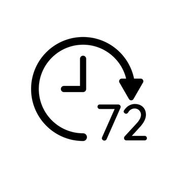 72 hour clock vector icon on white background