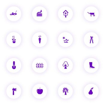 garden purple color vector icons