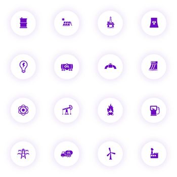power generation purple color vector icons