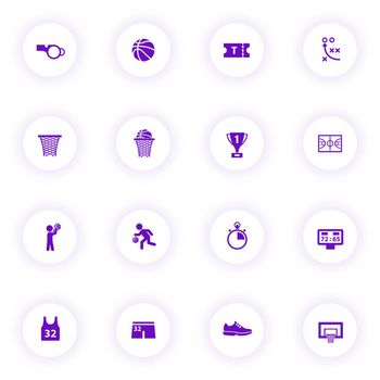 basketball purple color vector icons