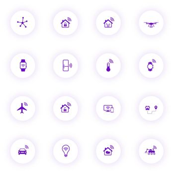 internet of things purple color vector icons
