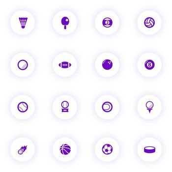 sport balls purple color vector icons
