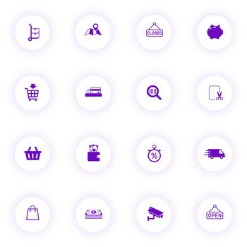 shopping purple color vector icons