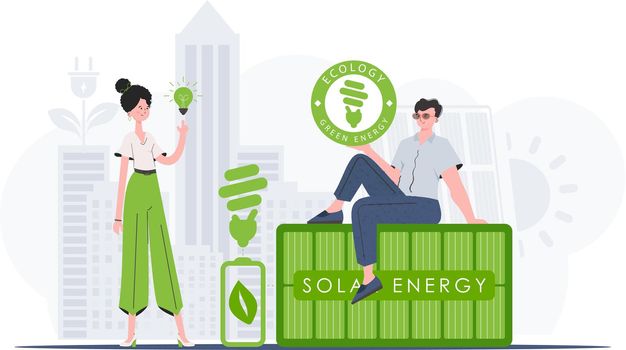 ECO are caring people. ECO friendly concept. trendy style. Vector illustration.