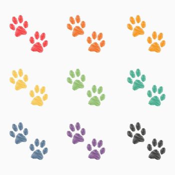 Colorful Paw Hand Drawn Simple. High quality vector