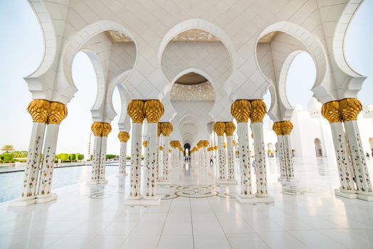 Abu Dhabi, United Arab Emirates - December 18, 2014: Sheikh Zayed Grand Mosque, Abu Dhabi, UAE on December 18, 2013 in Abu Dhabi. The 3rd largest mosque in the world, area is 22,412 square meters