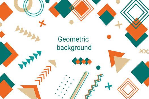 Colored geometric abstract background. Modern grid flyer with geometric shapes, graphics. geometric grid banner bright presentation illustration.