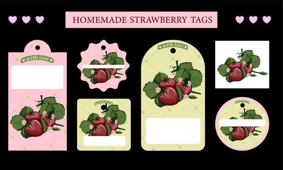 labels for jam.Cute tags for jars with homemade preserves. Homemade jam. Farm products. Ecological food. Strawberry