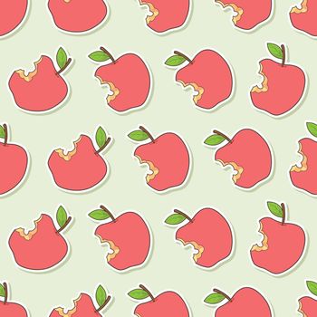 Seamless apple cartoon sticker pattern