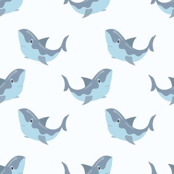 Seamless adorable shark cartoon pattern