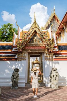 Wat Pho temple in Bangkok Thailand, The reclining buddha temple in Bangkok