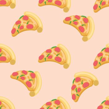Seamless pizza cartoon pattern
