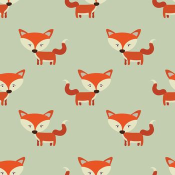 Seamless adorable fox cartoon pattern