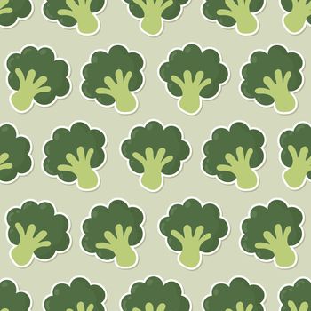 Seamless brocoli cartoon sticker pattern