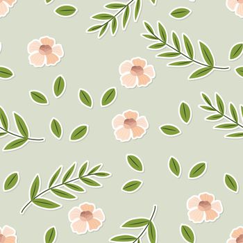 Seamless flat floral element cartoon pattern