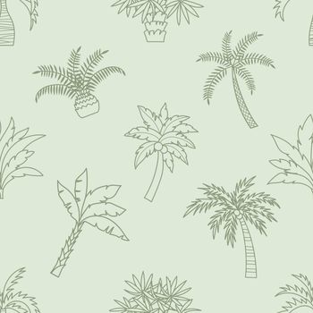Seamless palm outline cartoon pattern