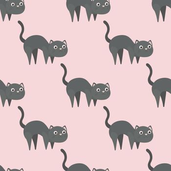 Seamless angry cat pattern
