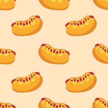Seamless hot dog cartoon pattern