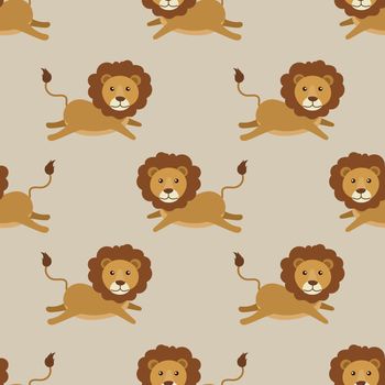 Seamless adorable lion cartoon pattern