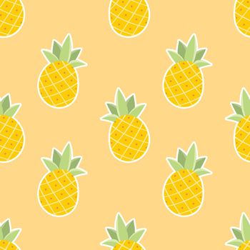 Seamless pineapple sticker in summer cartoon pattern