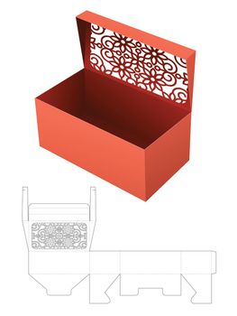 Flip box with stenciled pattern die cut template and 3D mockup