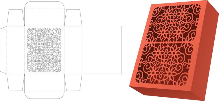 Simple box with stenciled pattern die cut template and 3D mockup