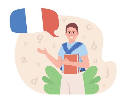 Teaching French 2D vector isolated illustration